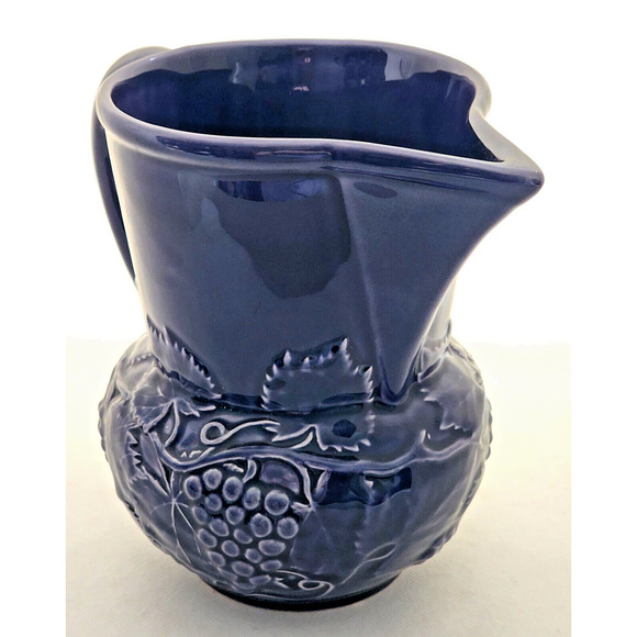 PITCHER/VASE-BORDALLO PINNEIRO-Made In Portugal-Deep Blue/Purple-Shelf Decor - Picture 2 of 13